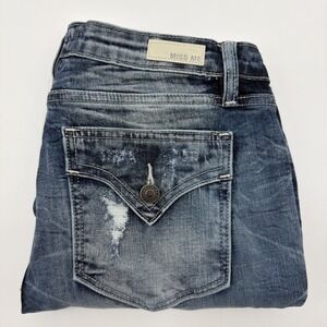 Miss Me Standard Ankle Skinny Jeans Distressed Mid Rise Flap Pockets Woman 30